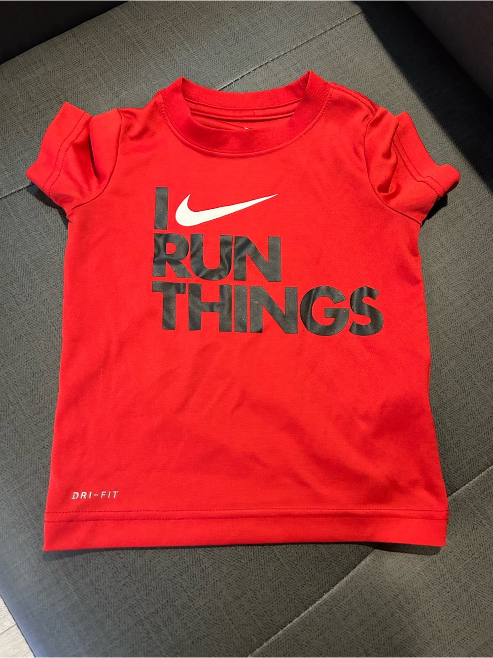 Nike Red Short Sleeve 'I Run Things' Tee with Black Graphic 3t